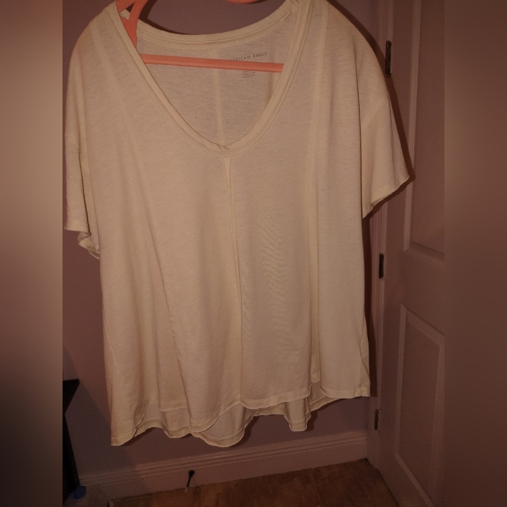 Women's Cream V-Neck Top Cropped Top
